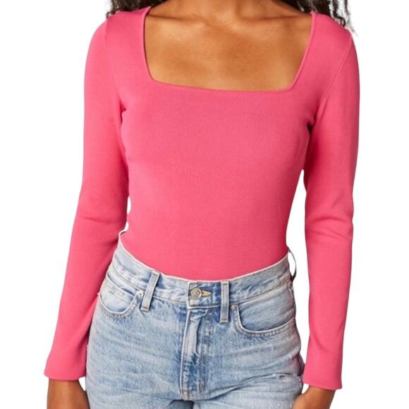 NWT MISA BODYSUIT S PINK QUIET LUXURY ELEVATED BASICS KNIT LONG SLEEVE ONE-PIECE - Picture 1 of 8